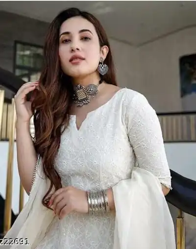 MF 511 White Cotton with Lace Work Gown . Wedding, Party, Festive, Events, Affordable Price ₹1549. Delivery 4-6 Working Days. Shop now. | Gowns, Bollywood Gowns, Creative Gowns, Designer Gowns, Embroidered Gowns, Party Wear Gowns