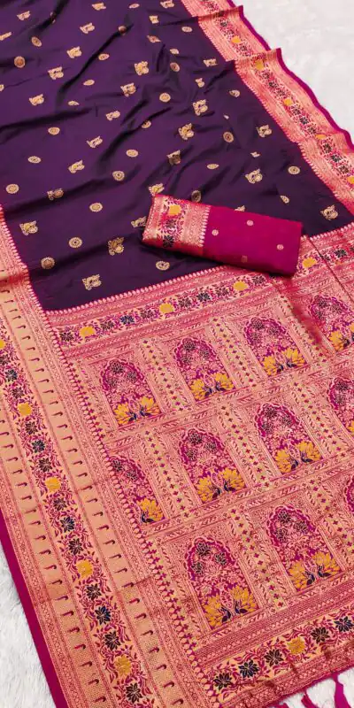 MB 18 Wine Color Banarasi silk Saree with Zari Work & Lace Work. Affordable Price ₹2449. Delivery 4-6 Working Days. Shop now. | Sarees, Bollywood Sarees, Creative Sarees, Designer Sarees, Embroidered Sarees, Ethnic Saree, Modern Digital sarees, Party Wear Sarees