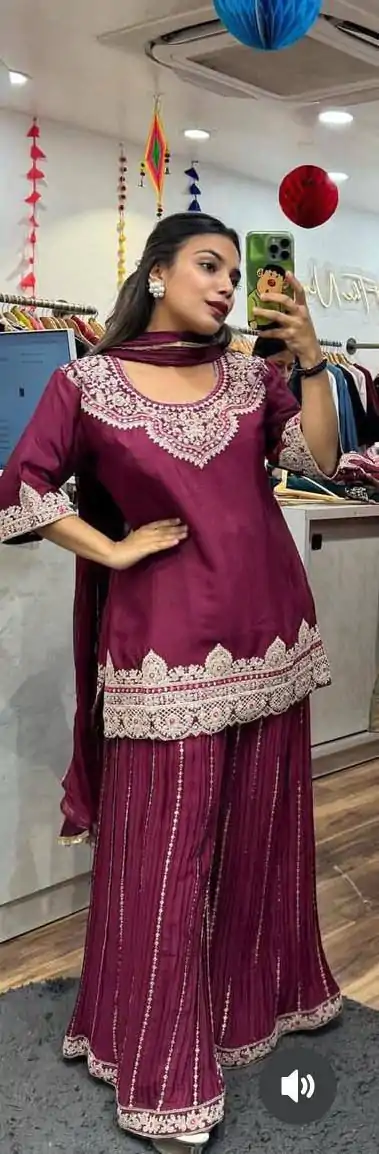 ND 5029 Wine Chinon Silk with Lace Work & Embroidery Work Salwar Suit . Special Price ₹2099. Delivery 4-6 Working Days. Shop now. | Jump Suits, Salwar suit, Designer Suits, Casual Suits, Creative suits, Palazzo Suits, Party Wear Suits, Patiala Suits, Straight Suits