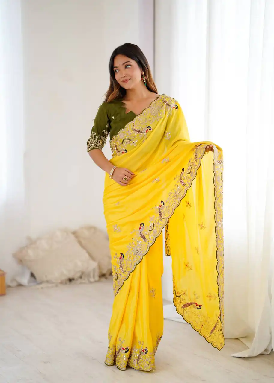 KP 3038 Yellow Soft Lichi Silk with Lace Border & Lace Work Saree . Special Price ₹1349. Delivery 4-6 Working Days. Shop now. | Sarees, Bollywood Sarees, Creative Sarees, Designer Sarees, Embroidered Sarees, Ethnic Saree, Modern Digital sarees, Party Wear Sarees