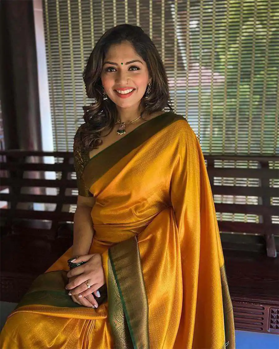 KPR 143 Yellow Color Soft Lichi Silk with Designer Work Saree . Special Price ₹1449. Delivery 4-6 Working Days. Shop now. | Sarees, Bollywood Sarees, Creative Sarees, Designer Sarees, Embroidered Sarees, Ethnic Saree, Modern Digital sarees, Party Wear Sarees
