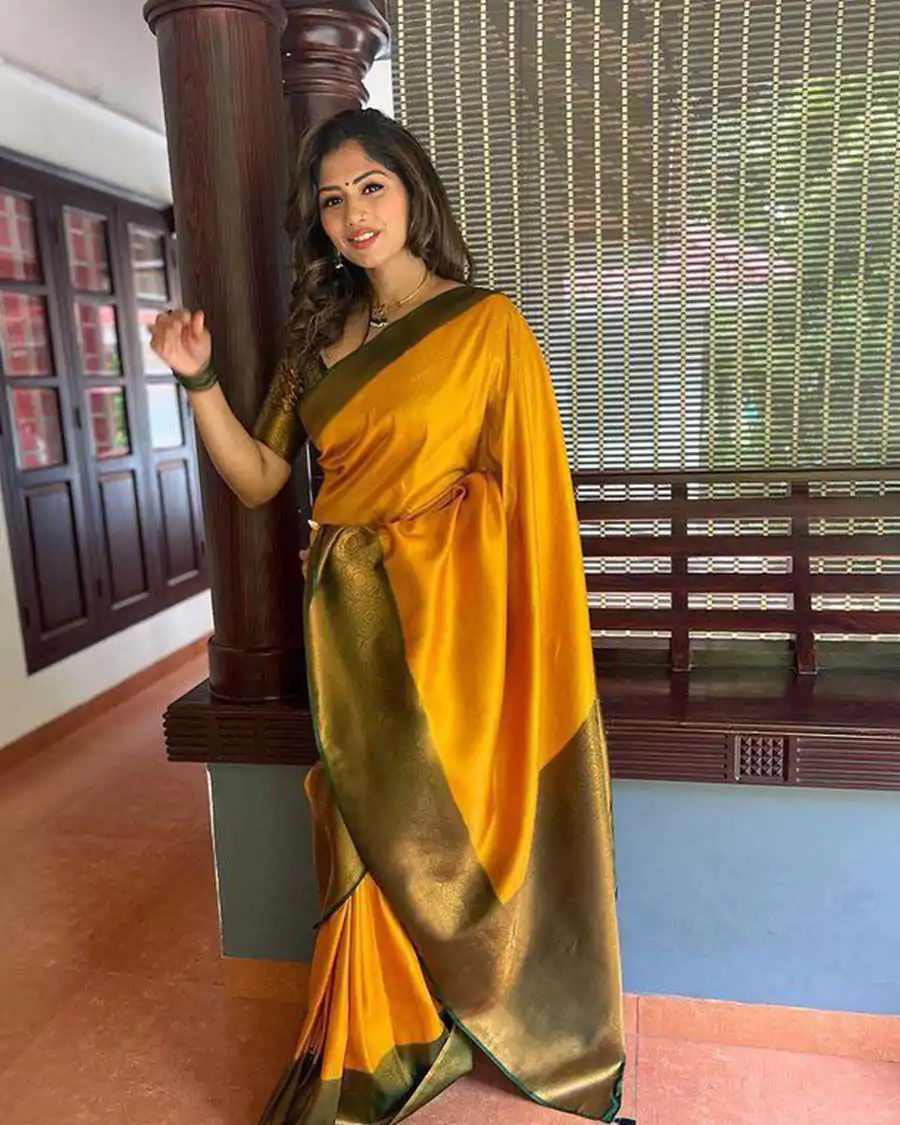 KPR 143 Yellow Color Soft Lichi Silk with Designer Work Saree . Special Price ₹1449. Delivery 4-6 Working Days. Shop now. | Sarees, Bollywood Sarees, Creative Sarees, Designer Sarees, Embroidered Sarees, Ethnic Saree, Modern Digital sarees, Party Wear Sarees