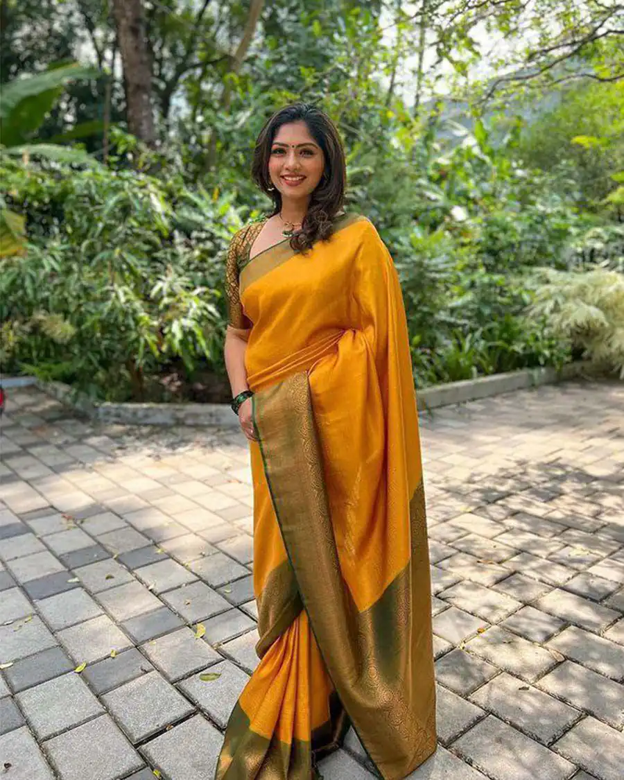 KPR 143 Yellow Color Soft Lichi Silk with Designer Work Saree . Special Price ₹1449. Delivery 4-6 Working Days. Shop now. | Sarees, Bollywood Sarees, Creative Sarees, Designer Sarees, Embroidered Sarees, Ethnic Saree, Modern Digital sarees, Party Wear Sarees
