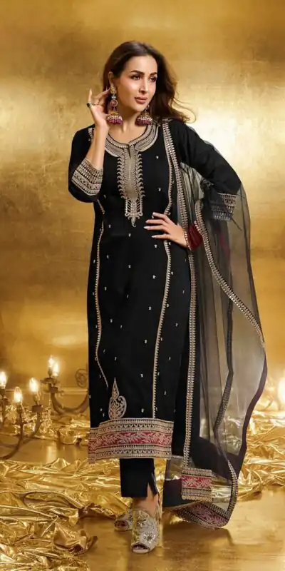 KF 1708 Black Faux Georgette Salwar Suit with Embroidery Work. Available at ₹1999 only. Delivery 4-6 Working Days. Shop now. | Jump Suits, Tops & Bottoms, Track Suits, Trendy Wear, Salwar suit, Designer Suits, Casual Suits, Creative suits, Palazzo Suits, Party Wear Suits, Patiala Suits, Straight Suits