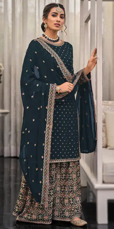 FC 1448 Black Georgette Salwar Suit with Embroidery Work & Lace Work. Exclusive Offer ₹2599. Delivery 4-6 Working Days. Shop now. | Jump Suits, Tops & Bottoms, Track Suits, Trendy Wear, Salwar suit, Designer Suits, Casual Suits, Creative suits, Palazzo Suits, Party Wear Suits, Patiala Suits, Straight Suits
