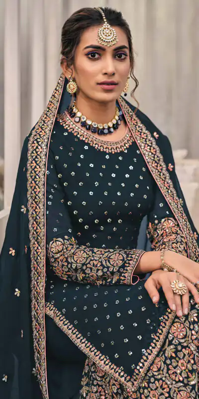 FC 1448 Black Georgette Salwar Suit with Embroidery Work & Lace Work. Exclusive Offer ₹2599. Delivery 4-6 Working Days. Shop now. | Jump Suits, Tops & Bottoms, Track Suits, Trendy Wear, Salwar suit, Designer Suits, Casual Suits, Creative suits, Palazzo Suits, Party Wear Suits, Patiala Suits, Straight Suits