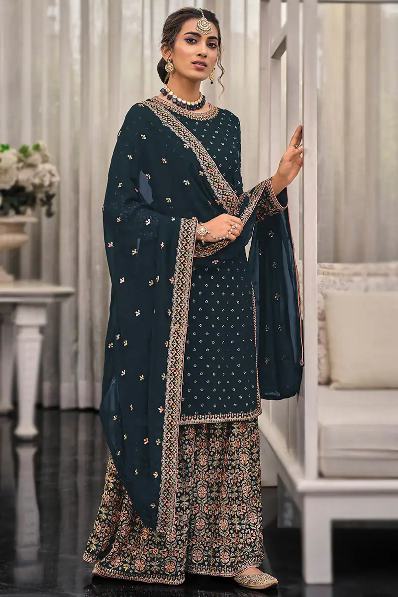 FC 1448 Black Georgette Salwar Suit with Embroidery Work & Lace Work. Exclusive Offer ₹2599. Delivery 4-6 Working Days. Shop now. | Jump Suits, Tops & Bottoms, Track Suits, Trendy Wear, Salwar suit, Designer Suits, Casual Suits, Creative suits, Palazzo Suits, Party Wear Suits, Patiala Suits, Straight Suits