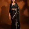 Black Rangoli Crush Silk With Sequins Work Saree