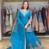 LG 2029 Firozi Chinon Salwar Suit with Embroidery Work. Wedding, Party, Festive, Events, Special Price ₹2399. Delivery 4-6 Working Days. Shop now. | Jump Suits, Tops & Bottoms, Track Suits, Trendy Wear, Salwar suit, Designer Suits, Casual Suits, Creative suits, Palazzo Suits, Party Wear Suits, Patiala Suits, Straight Suits