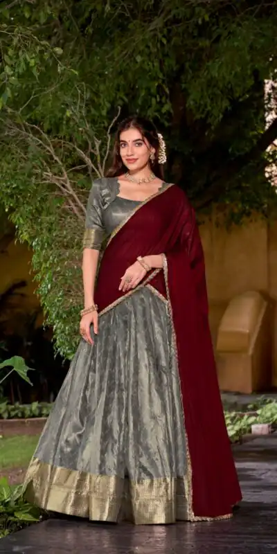 LNB 2026 Gray Color Dupion Silk Lehenga Choli With Zari Work.Wedding, Party, Festive, Events, Special Price ₹1999. Delivery 4-6 Working Days. Shop now. | Lehenga, Bollywood Lehenga, Creative Lehenga, Designer Lehenga, Embroidered Lehenga, Party Wear Lehenga
