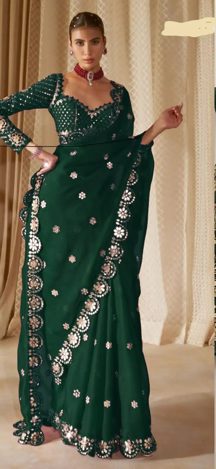 DF 3457 Green Color Georgette Sequence Original Mirror Work Saree Casual, Wedding, Festive, Events . Expected Delivery  4-6 Working Days @2099/- only                                                                                | Sarees, Bollywood Sarees, Creative Sarees, Designer Sarees, Embroidered Sarees, Ethnic Saree, Modern Digital sarees, Party Wear Sarees