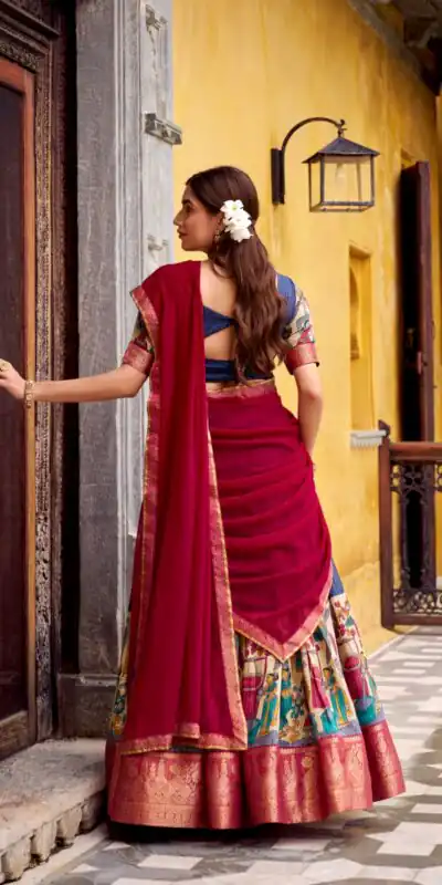 LNB 1242 Navy Blue Color Poly Chanderi Kalamkari Printed Weaving Work Lehenga Choli Wedding, Party, Festive, Events Etc. Delivery 4-6 Working Days Rs 1899 | Lehenga, Bollywood Lehenga, Creative Lehenga, Designer Lehenga, Embroidered Lehenga, Party Wear Lehenga