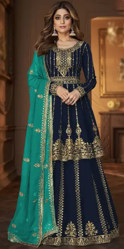DS A 9125 Navy Blue Faux Georgette Salwar Suit with Embroidery Work. Special Price ₹2599. Delivery 4-6 Working Days. Shop now. | Jump Suits, Tops & Bottoms, Track Suits, Trendy Wear, Salwar suit, Designer Suits, Casual Suits, Creative suits, Palazzo Suits, Party Wear Suits, Patiala Suits, Straight Suits