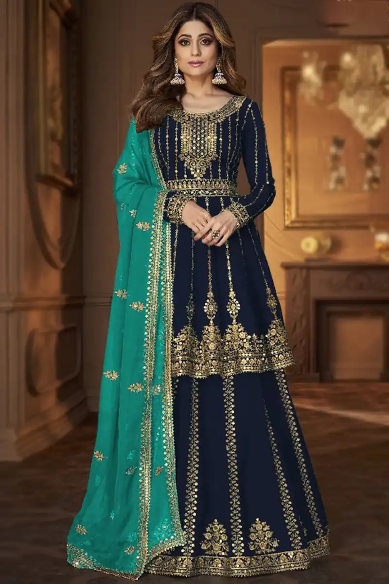 DS A 9125 Navy Blue Faux Georgette Salwar Suit with Embroidery Work. Special Price ₹2599. Delivery 4-6 Working Days. Shop now. | Jump Suits, Tops & Bottoms, Track Suits, Trendy Wear, Salwar suit, Designer Suits, Casual Suits, Creative suits, Palazzo Suits, Party Wear Suits, Patiala Suits, Straight Suits