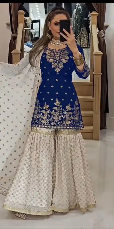 VLM 264 Navy Blue in Fox Georgette Embroidery Work & Lace Work Salwar Suit . Best Price ₹2399. Delivery 4-6 Working Days. Shop now. | Jump Suits, Tops & Bottoms, Track Suits, Trendy Wear, Salwar suit, Designer Suits, Casual Suits, Creative suits, Palazzo Suits, Party Wear Suits, Patiala Suits, Straight Suits