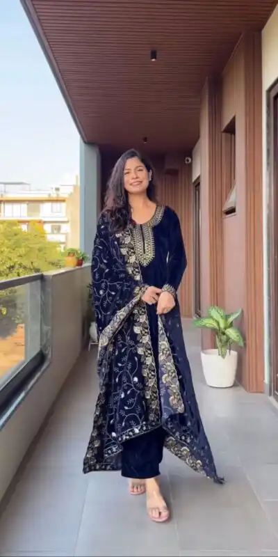 LG 2023 Navy Blue Velvet Salwar Suit with Embroidery Work. Wedding, Party, Festive, Events Get it for ₹2029. Delivery 4-6 Working Days. Shop now. | Jump Suits, Tops & Bottoms, Track Suits, Trendy Wear, Salwar suit, Designer Suits, Casual Suits, Creative suits, Palazzo Suits, Party Wear Suits, Patiala Suits, Straight Suits