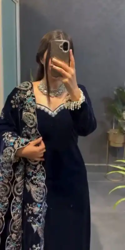 RTC 5935 Navy Blue in Viscose Velvet Lace Work Salwar Suit . Wedding, Party, Festive, Events, Get it for ₹2049. Delivery 4-6 Working Days. Shop now. | Lehenga, Bollywood Lehenga, Creative Lehenga, Designer Lehenga, Embroidered Lehenga, Party Wear Lehenga