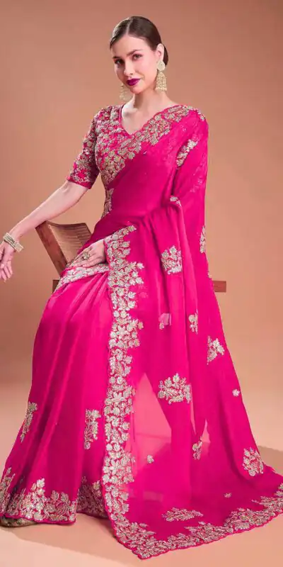 BT 1301 Pink Rangoli Silk Saree with Sequins Work & Embroidery Work. Now at just ₹1999. Delivery 4-6 Working Days. Shop now. | Sarees, Bollywood Sarees, Creative Sarees, Designer Sarees, Embroidered Sarees, Ethnic Saree, Modern Digital sarees, Party Wear Sarees