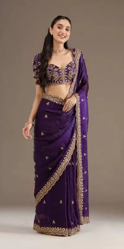 BT 434 Purple Fandy Sattin Silk Saree with Zari Work. Wedding, Party, Festive, Events, Best Price ₹2049. Delivery 4-6 Working Days. Shop now. | Sarees, Bollywood Sarees, Creative Sarees, Designer Sarees, Embroidered Sarees, Ethnic Saree, Modern Digital sarees, Party Wear Sarees