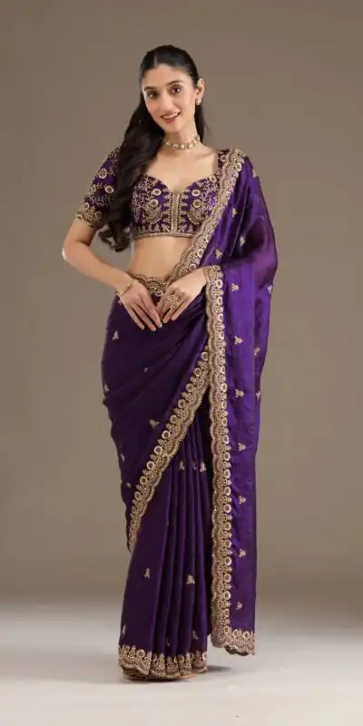 BT 434 Purple Fandy Sattin Silk Saree with Zari Work. Wedding, Party, Festive, Events, Best Price ₹2049. Delivery 4-6 Working Days. Shop now. | Sarees, Bollywood Sarees, Creative Sarees, Designer Sarees, Embroidered Sarees, Ethnic Saree, Modern Digital sarees, Party Wear Sarees