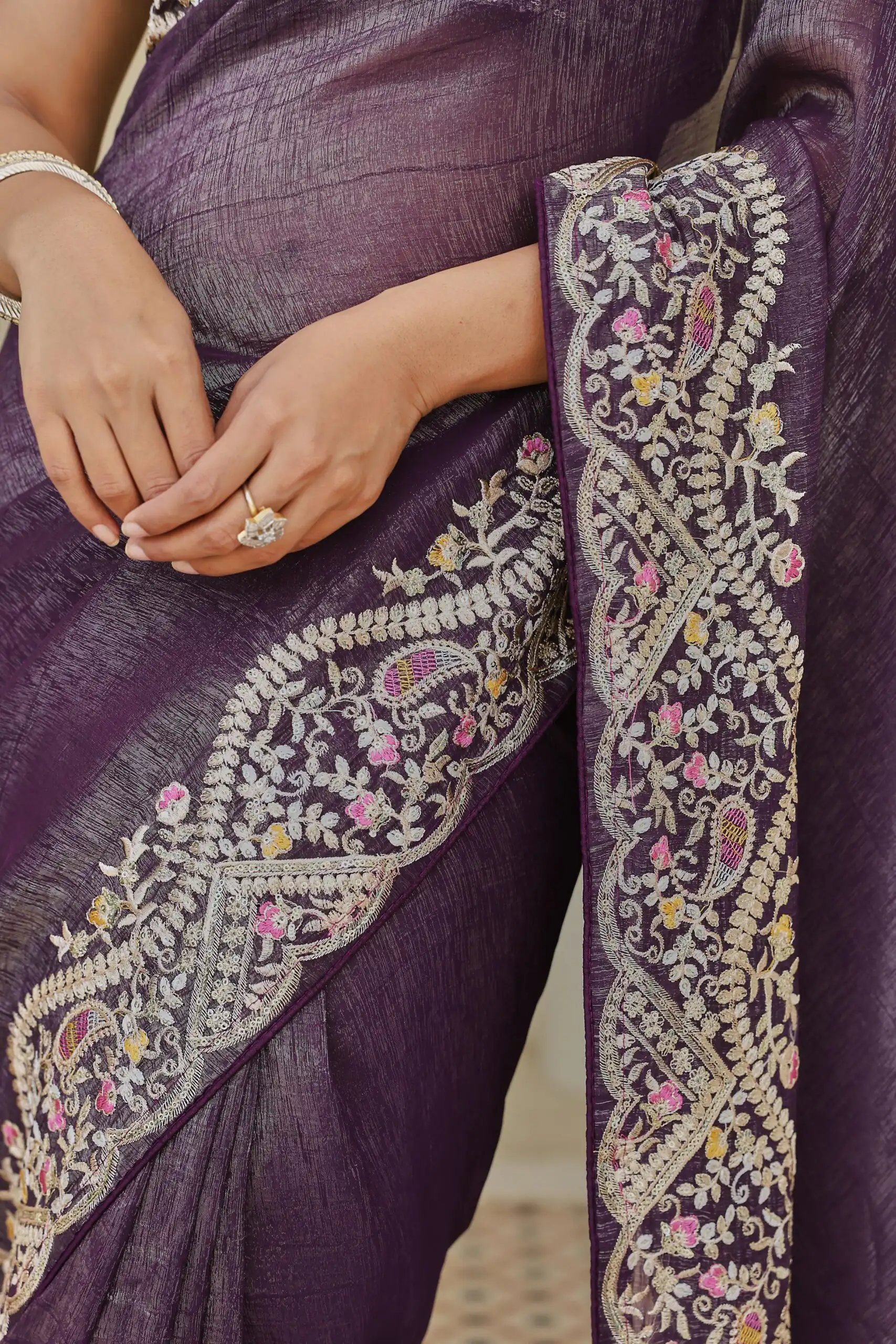Ram 010 Purple Color Silver Crunchy Saree with Embroidery Work. Special Price ₹2149. Delivery 4-6 Working Days. Shop now. | Sarees, Bollywood Sarees, Creative Sarees, Designer Sarees, Embroidered Sarees, Ethnic Saree, Modern Digital sarees, Party Wear Sarees