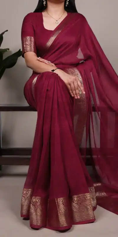 Rani Pink Mass Mello Zari Work Saree