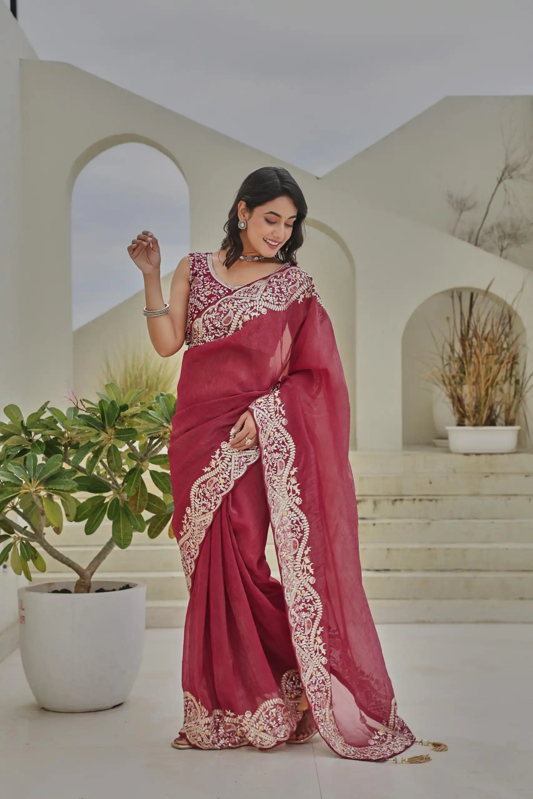 Ram 010 Red Color Silver Crunchy Saree With Embroidery Work Special Wedding, Party, Festive, Events Price ₹2149. Delivery 4-6 Working Days. Shop now. | Sarees, Bollywood Sarees, Creative Sarees, Designer Sarees, Embroidered Sarees, Ethnic Saree, Modern Digital sarees, Party Wear Sarees