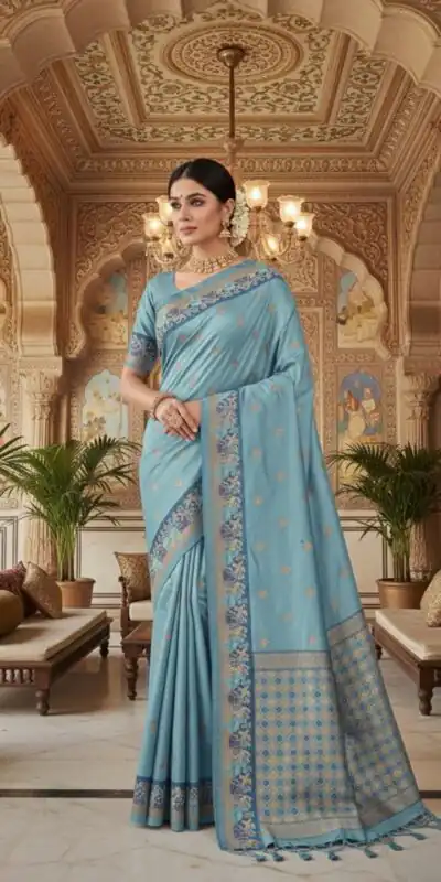 MS 545 Sky Blue Banarasi Silk Saree with Zari Work. Wedding, Party, Festive, Events, Now at just ₹1649. Delivery 4-6 Working Days. Shop now. | Sarees, Bollywood Sarees, Creative Sarees, Designer Sarees, Embroidered Sarees, Ethnic Saree, Modern Digital sarees, Party Wear Sarees