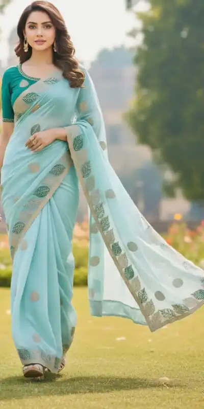 SC 1005 Sky Blue in Soft fandy Silk Embroidery Work & Lace Work Saree . Available at ₹2499 only. Delivery 4-6 Working Days. Shop now. | Sarees, Bollywood Sarees, Creative Sarees, Designer Sarees, Embroidered Sarees, Ethnic Saree, Modern Digital sarees, Party Wear Sarees