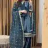 Teal Georgette Sequence Work Salwar Suit