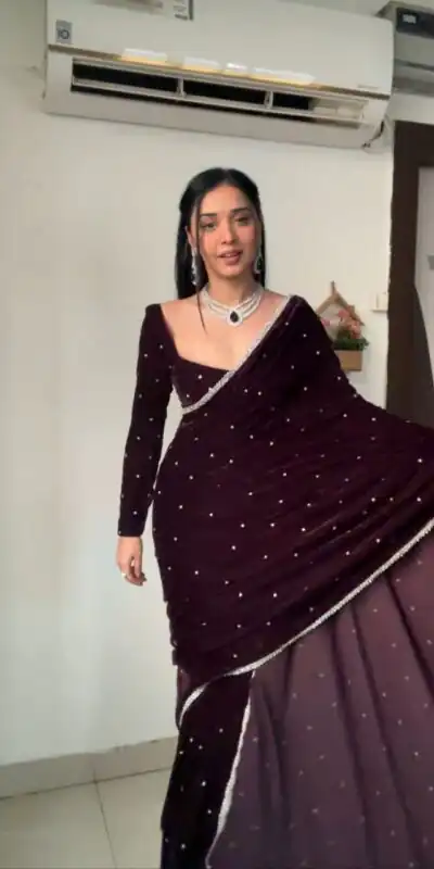 BD 1798 Wine Velvet 9000 with Revert Machine Pearl Work Saree Designer Work. Get it for ₹2049. Delivery 4-6 Working Days. Shop now. | Sarees, Bollywood Sarees, Creative Sarees, Designer Sarees, Embroidered Sarees, Ethnic Saree, Modern Digital sarees, Party Wear Sarees