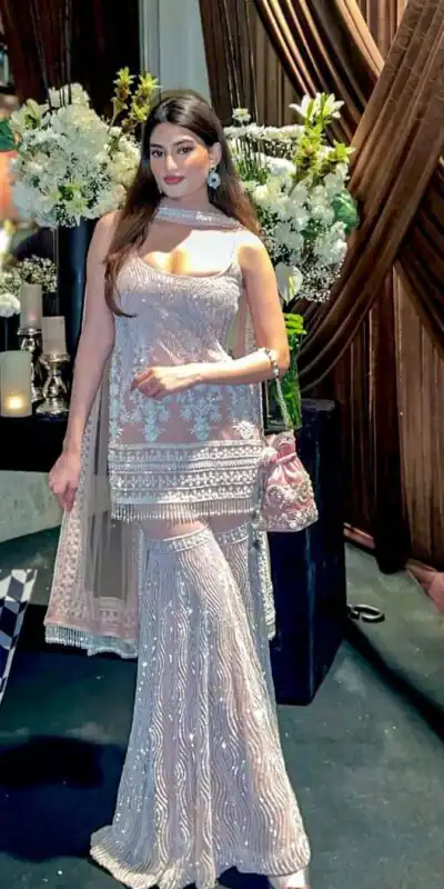 Light Pink Soft Net Sequence Work Salwar Suit