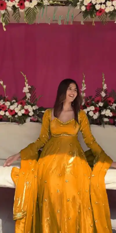 Yellow Fendy Silk Lace Work Salwar Suit