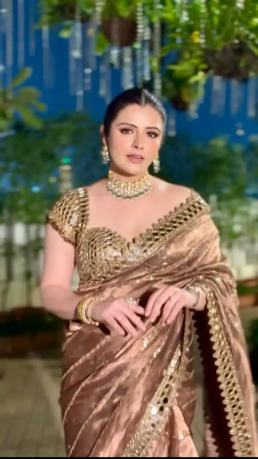 Mustered Organza Silk Mirror Embroidery Work Saree - Image 2