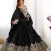 Black Chinon Silk Embroidery Work Lehenga Choli
