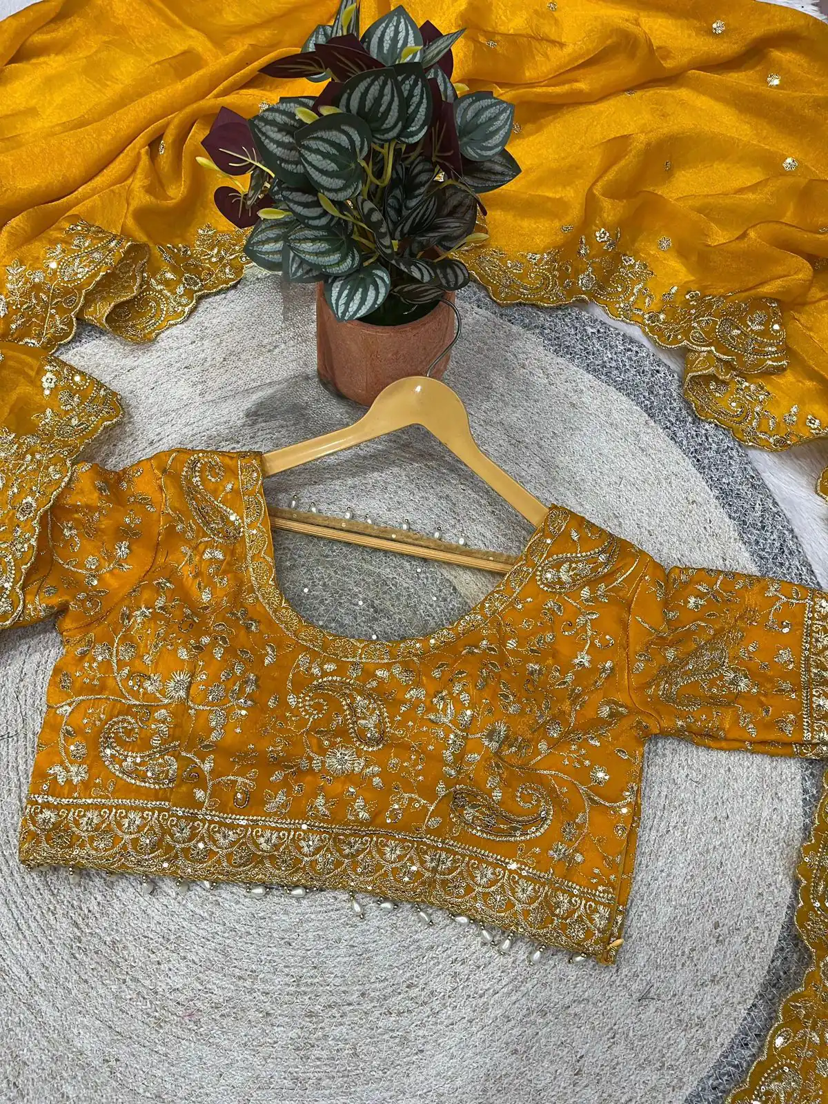 Mustered Fandy Satin Silk With Sequins Work Saree - Image 3