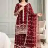 Maroon Fendy Silk Embroidery Work Salwar Suit