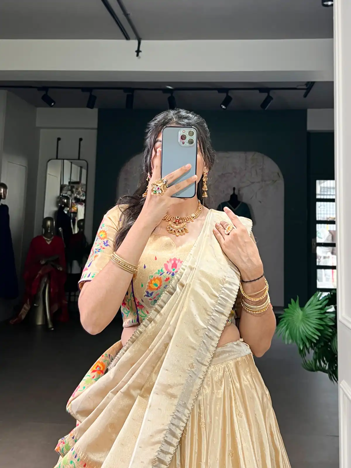 Purple Shimmer Zari Weaving Work Lehenga Choli - Image 3