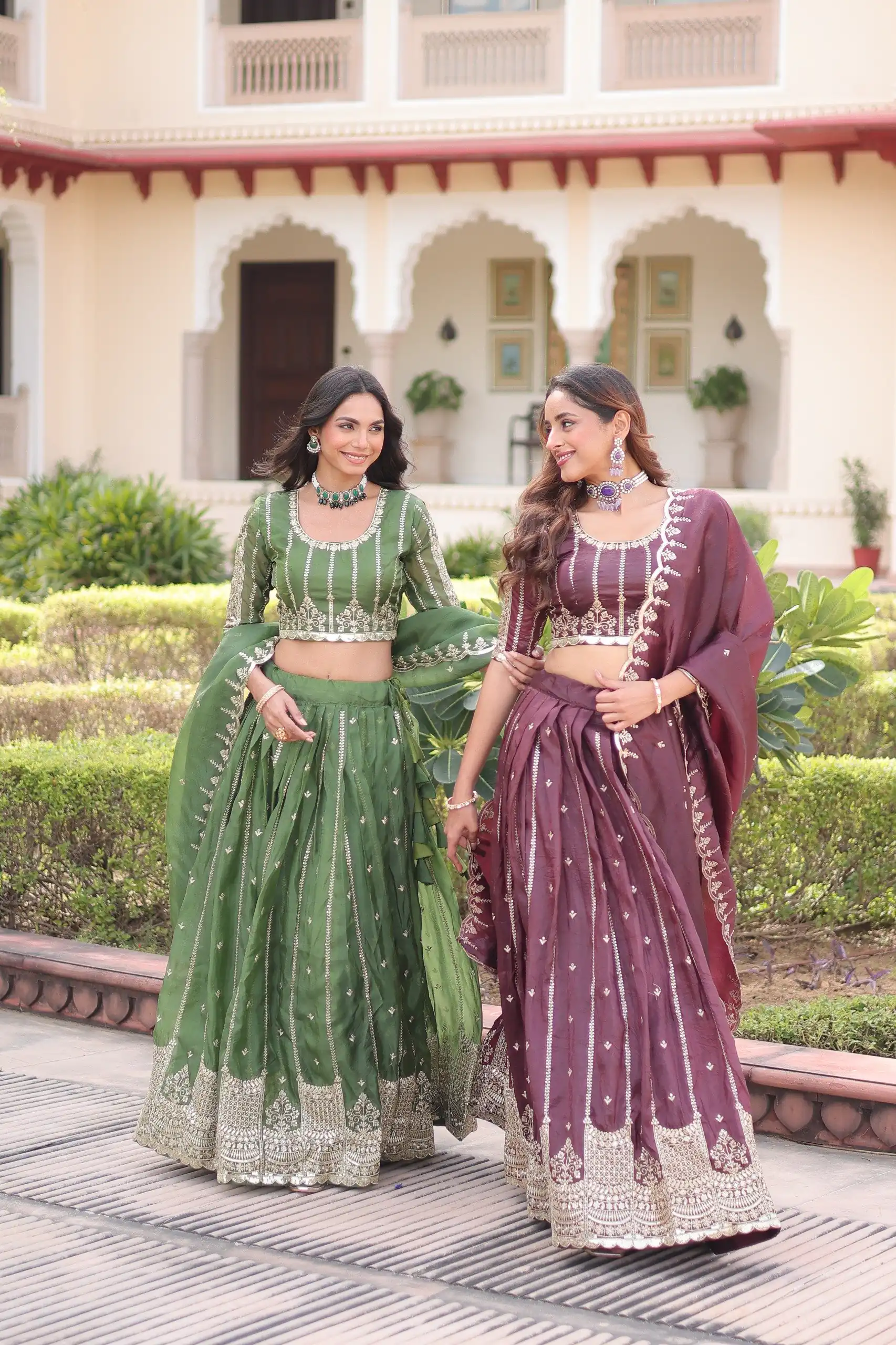 Pista Gold Crush Embroidery Zari Work Lehenga Choli - Image 6