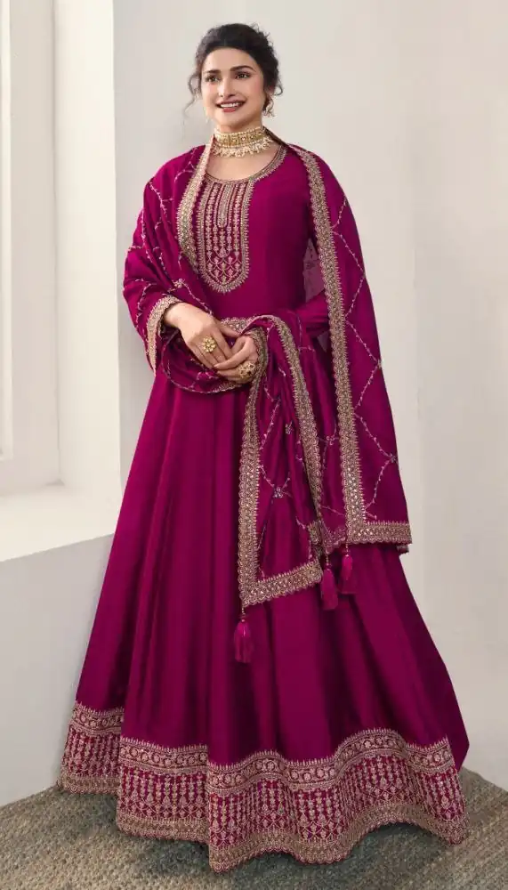 Pink Silk Georgette Embroidery Work Salwar Suit