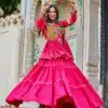 Pink Pure Cotton Mirror Gamthi Work Lehenga Choli