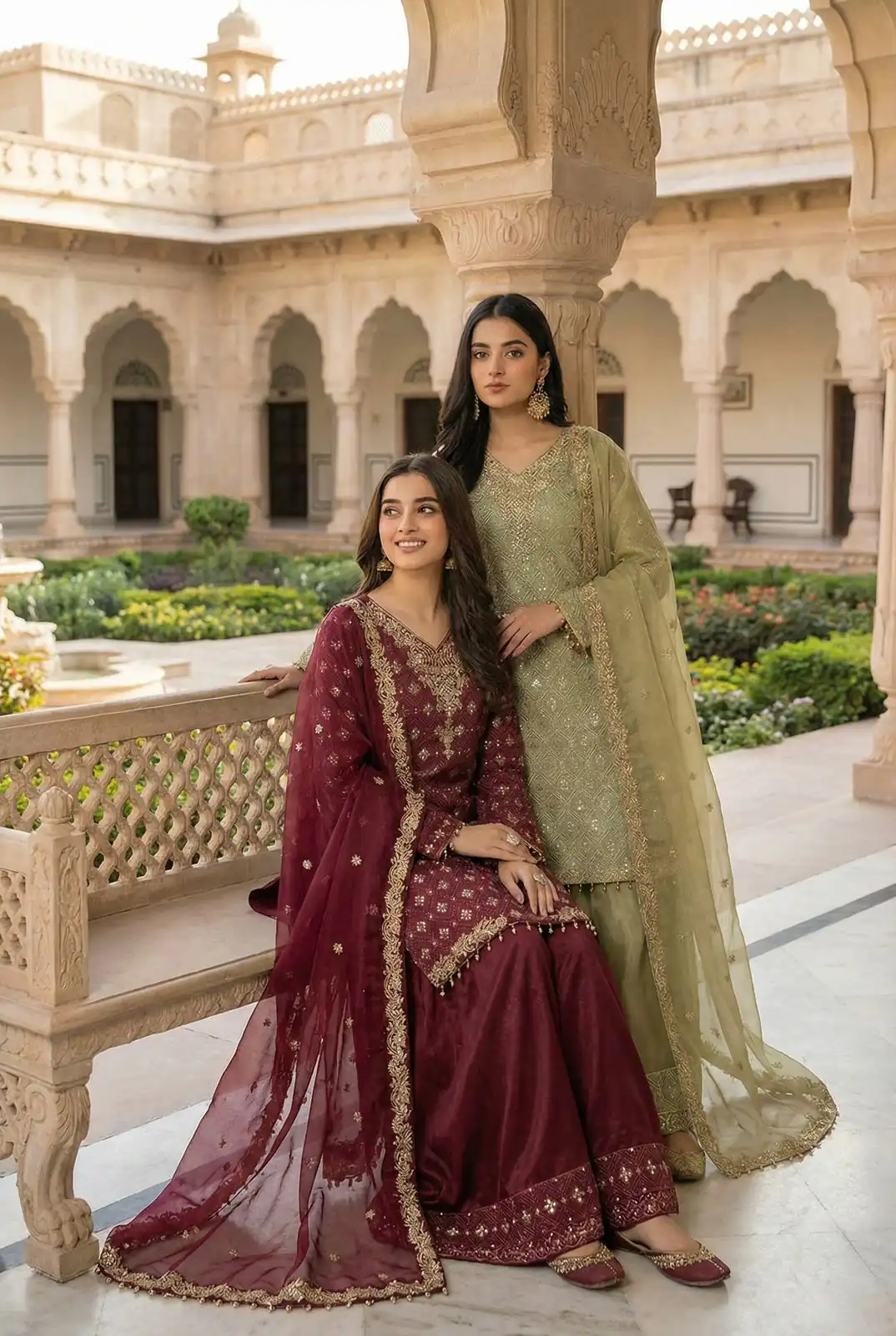 Maroon Pure Organza Silk Sequence Work Salwar Suit - Image 5