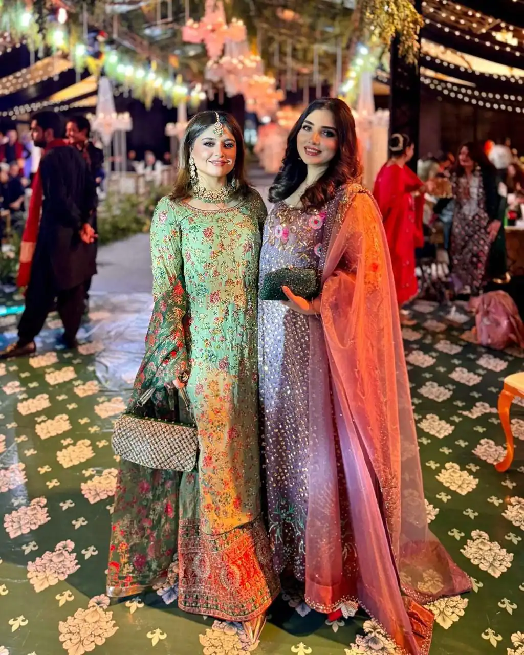 Pista Faux Georgette Lace Work Print Salwar Suit - Image 4