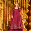 Rani Pink Crap Silk Thread Work Salwar Suit