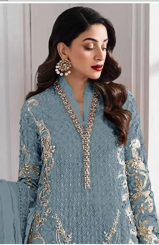 Blue Georgette Sequence Khatli Work Salwar Suit - Image 2