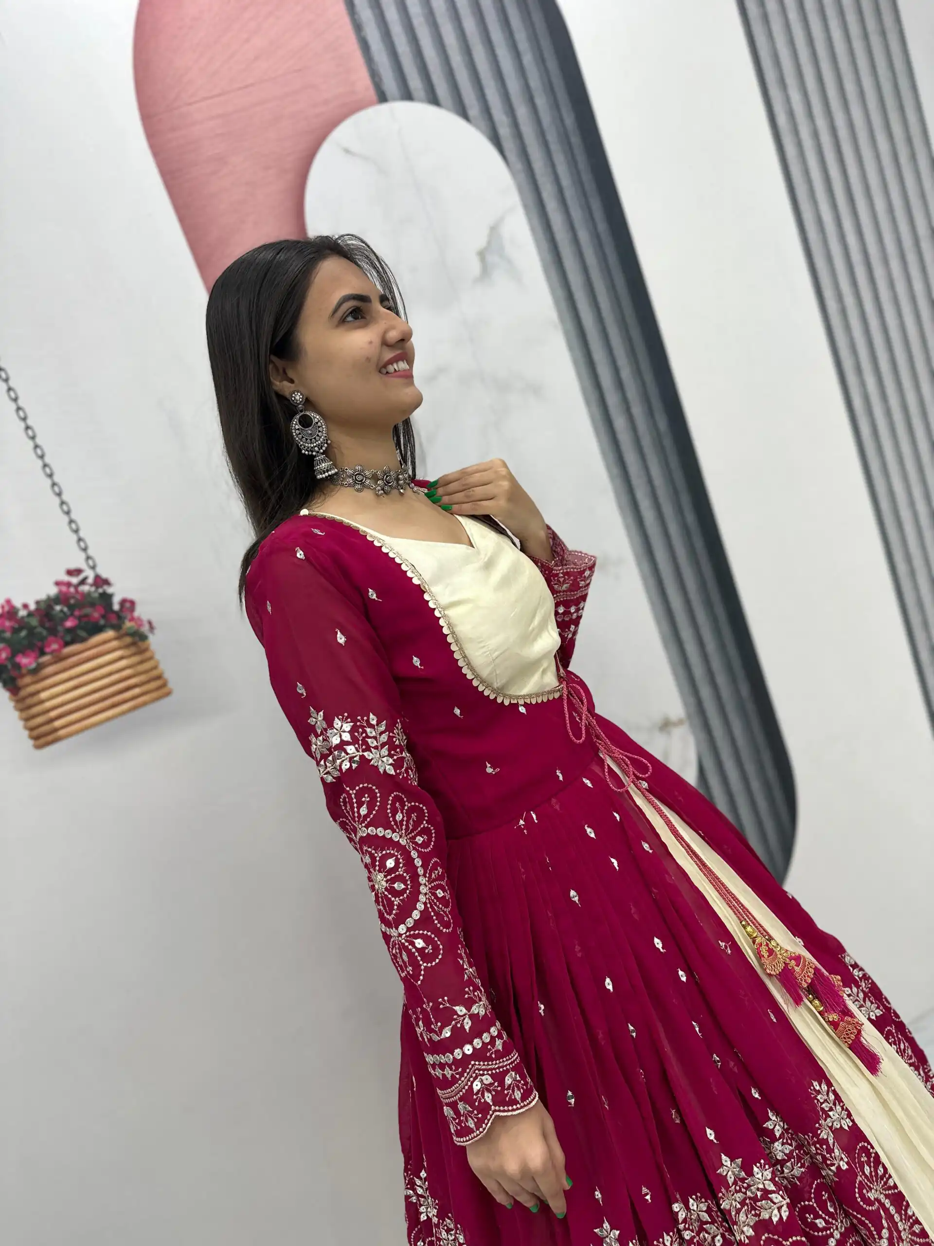 Maroon Simar Cosmos Sequence Work Lehenga Choli - Image 7