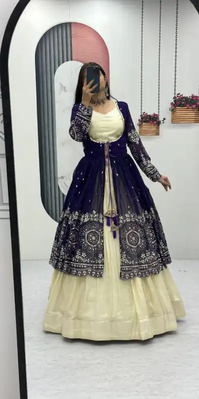 Purple Simar Cosmos Sequence Work Lehenga Choli