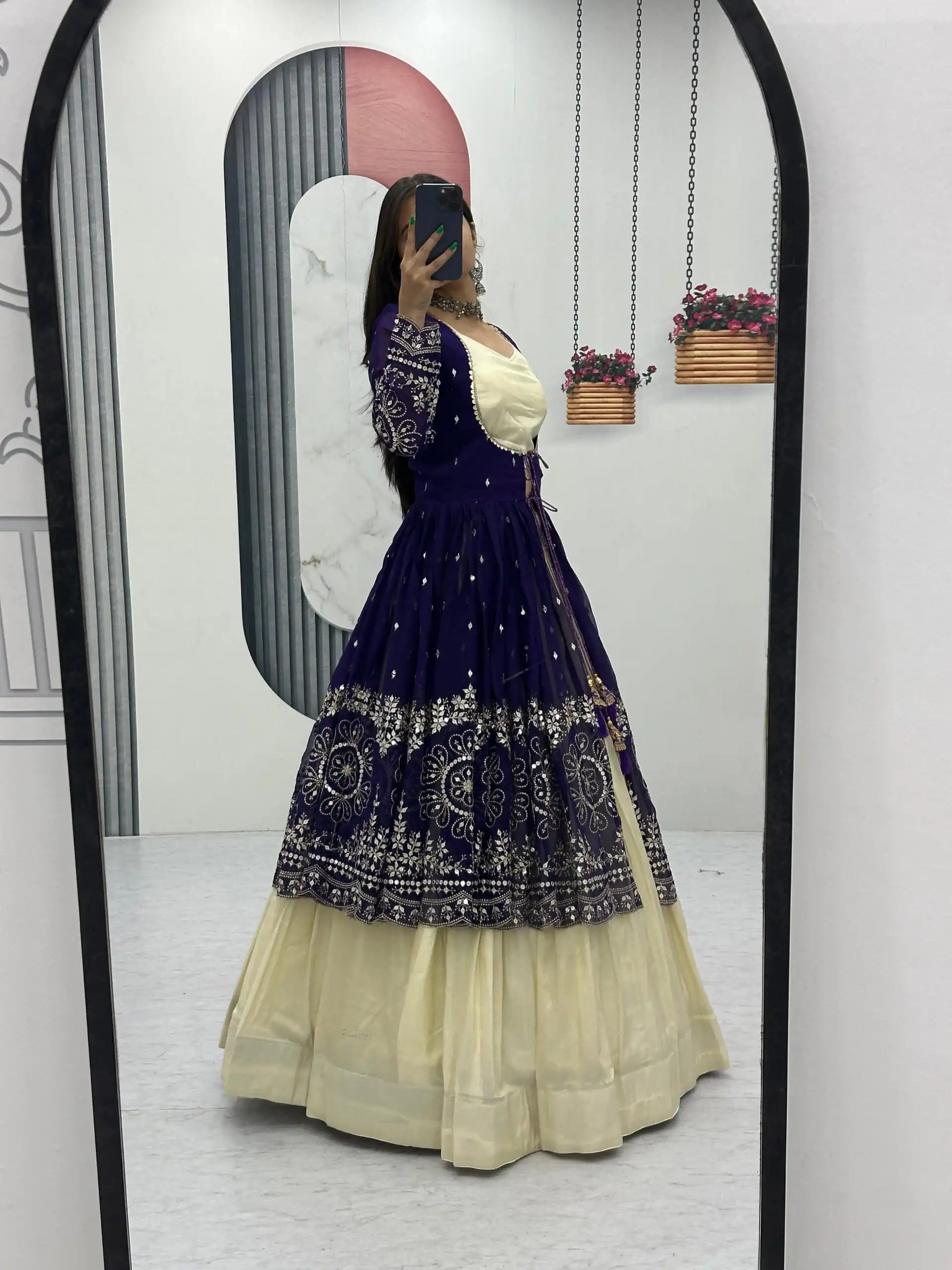 Purple Simar Cosmos Sequence Work Lehenga Choli - Image 2