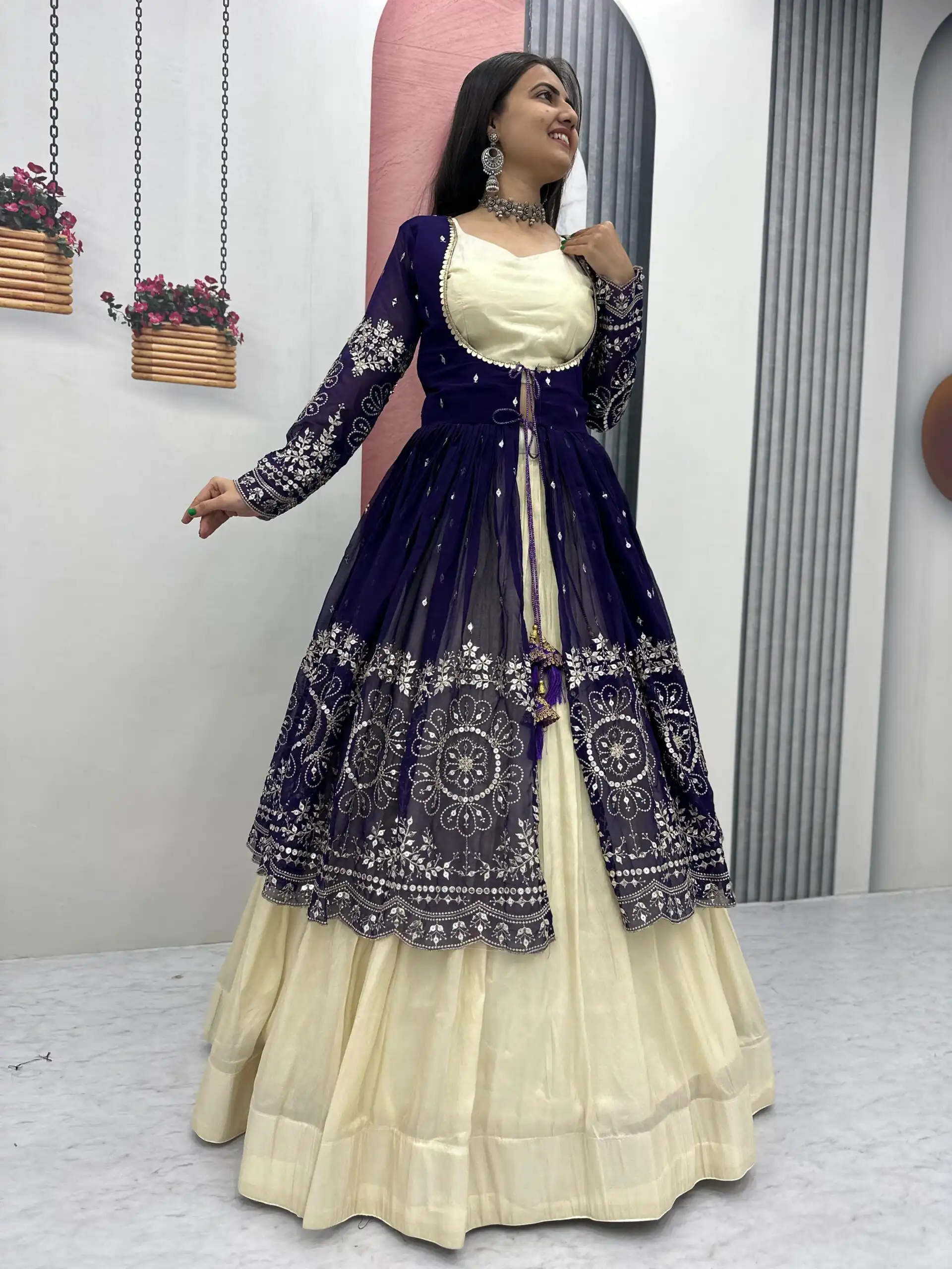 Purple Simar Cosmos Sequence Work Lehenga Choli - Image 6