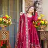 Rani Pink Organza Silk Sequence Work Salwar Suit